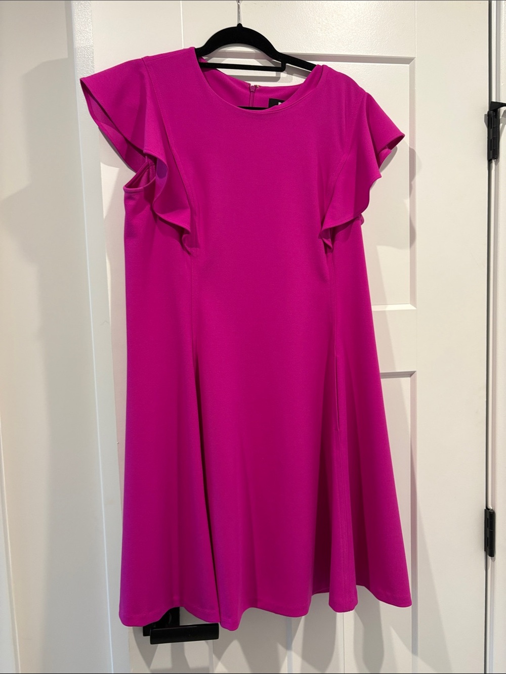 DKNY Hot Pink Flutter Sleeve A-Line Dress